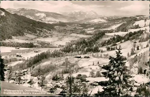 Ansichtskarte Oberstaufen Dreiländerblick durch's Weissachtal im Winter 1962