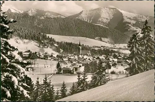 Ansichtskarte Oberstaufen Stadt im Winter 1963