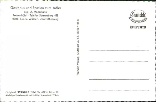 Fohrenbühl Luftbild Gefallenen-Gedächtnishaus Schwarzwald  Gasthof Adler 1962