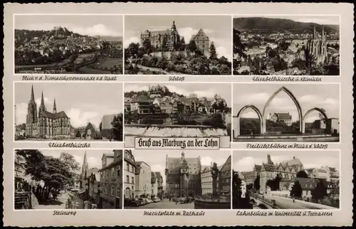 Ansichtskarte Marburg an der Lahn Steinweg, Brücke, Freilichtbühne 1960