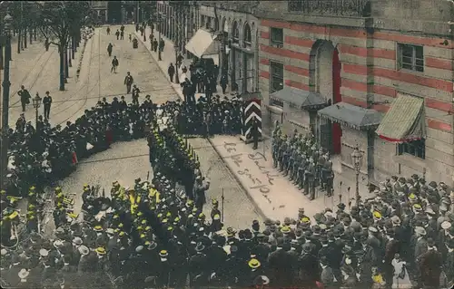 Straßburg Strasbourg Kleberplatz aufziehen der Wache Elsaß 1906