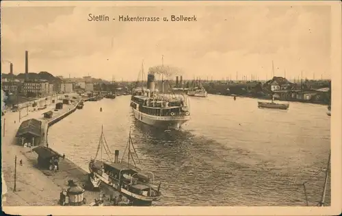 Postcard Stettin Szczecin Bollwerk - Dampfer 1925