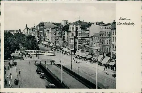 Postcard Stettin Szczecin Paradeplatz, Geschäfte 1934