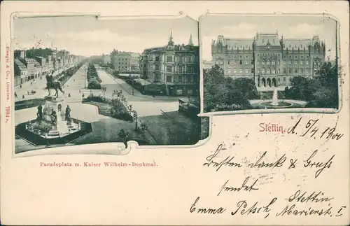 Postcard Stettin Szczecin 2 Bild Paradeplatz u. Viktoriaplatz 1900