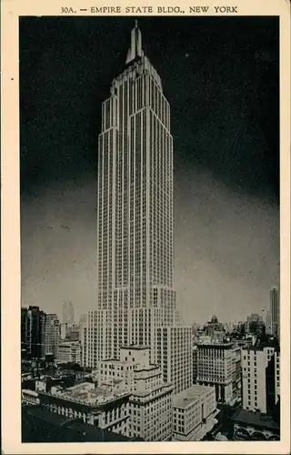 Postcard New York City Empire State Building bei Nacht 1937
