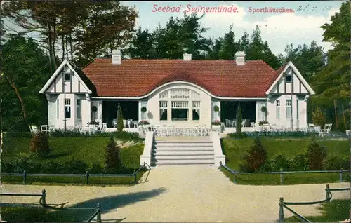 Postcard Swinemünde Świnoujście Sporthäuschen. Pommern 1908