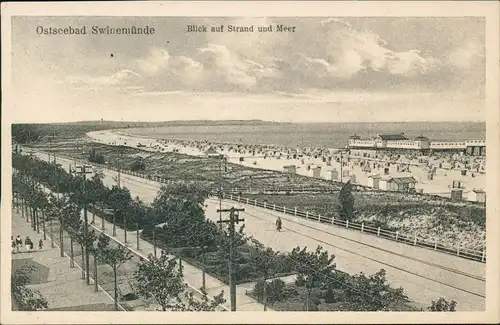 Swinemünde Świnoujście Blick auf Strand und Meer von der Promenade 1928