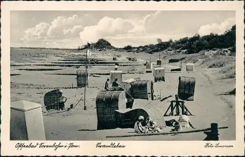 Sorenbohm Sarbinowo (Mielno) Strand, Hütten und Strandkörbe Pommern 1938