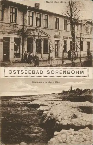 Sorenbohm Sarbinowo (Mielno) 2 Bild Gasthaus u. Eismassen April b. Köslin  1924
