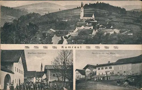 Ansichtskarte Kumreut-Röhrnbach Gasthaus Drechsler, Totale 1922