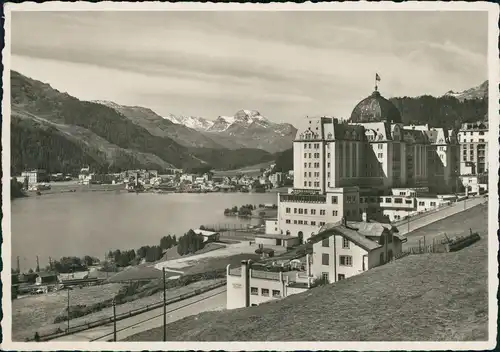 Ansichtskarte St. Moritz Bad und Piz la Margra Grand Hotel St. Moritz 1937