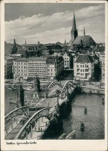 Postcard Stettin Szczecin Hansabrücke, Stadt 1938