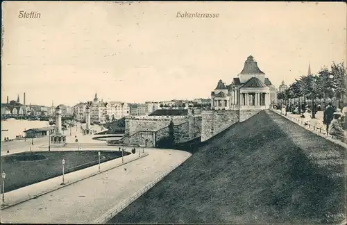 Postcard Stettin Szczecin Hakenterrasse - Blick zur Brücke 1909