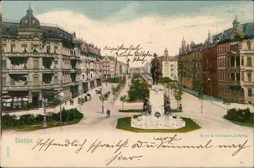 Postcard Stettin Szczecin Straßenpartie 1913