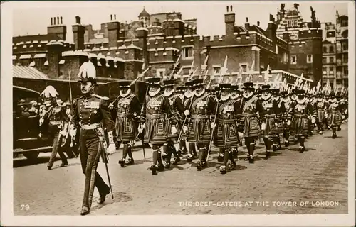 Postcard London THE BEEF-EATERS AT THE TOWER 1930