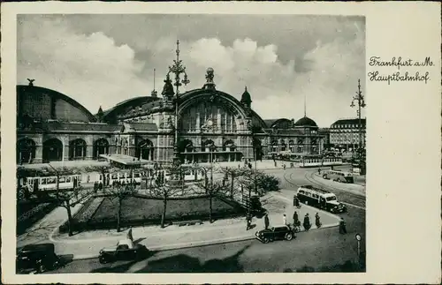 Ansichtskarte Frankfurt am Main Hauptbahnhof, Straßenbahn, Haltestelle 1939