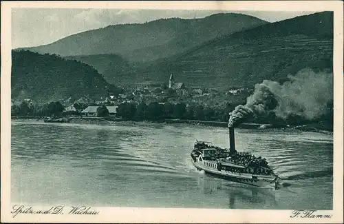 Ansichtskarte Spitz (Niederösterreich Donau) Wachau. Dampfer 1928