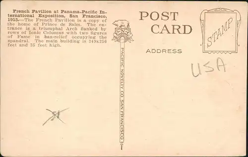 Postcard San Francisco Weltausstellung Expo The French Pavilion 1915
