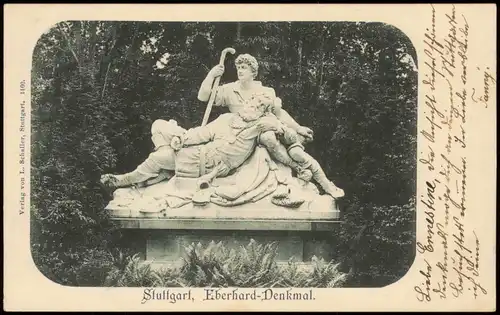 Ansichtskarte Stuttgart Eberhard-Denkmal. 1908
