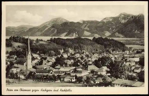 Ansichtskarte Prien Blick auf die Stadt 1954  gel. Notopfer Berlin