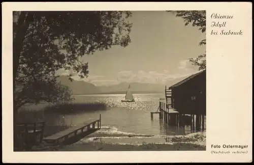 Ansichtskarte Seebruck-Seeon Chiemsee Idyll, Stimmungsbild 1952