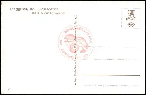 Ansichtskarte Lenggries Brauneckbahn, Fotokarte 1961
