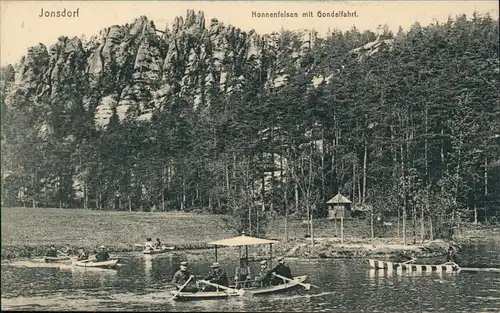 Ansichtskarte Jonsdorf Nonnenfelsen mit Gondelfahrt. 1913