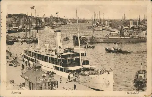 Postcard Stettin Szczecin Hafenbild, Dampfer 1926