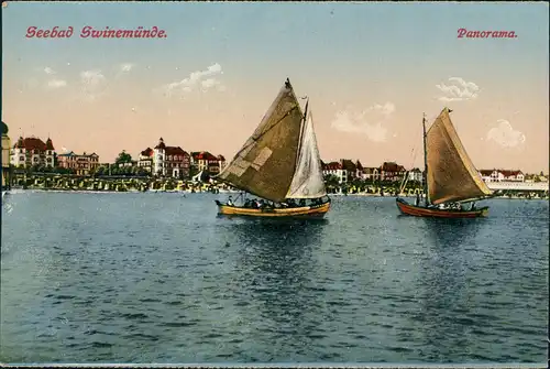 Postcard Swinemünde Świnoujście Stadt mit Segelbooten 1913