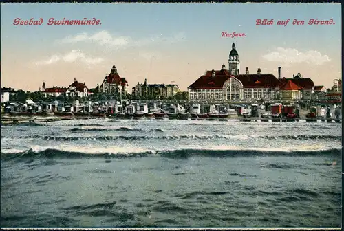 Postcard Swinemünde Świnoujście Blick auf den Strand 1914