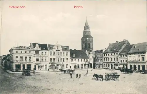 Postcard Schivelbein Świdwin Markt, Straße 1909