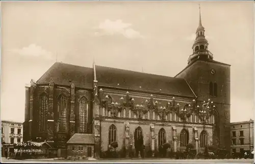 Postcard Stolp Słupsk Partie an der Marienkirche 1928