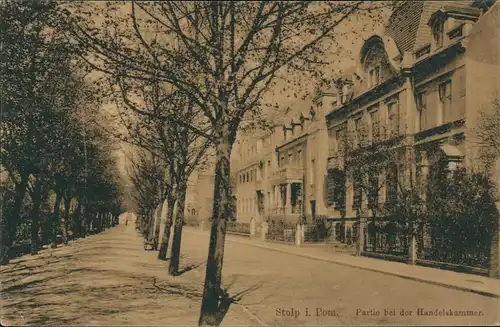 Postcard Stolp Słupsk Straßenpartie, Handelskammer - Pommern 1918