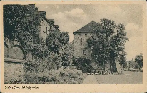 Postcard Stolp Słupsk Partie am Schloß, Pommern 1937