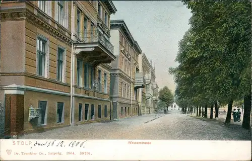 Postcard Stolp Słupsk Wasserstrasse, Pommern 1906