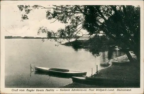 Ansichtskarte Nedlitz-Potsdam Anglerverein - Kolonie Schlänitzsee 1928