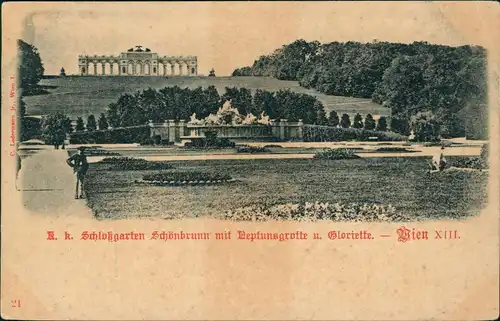 Ansichtskarte Hietzing-Wien Schloss Schönbrunn mit Neptungrotte 1906