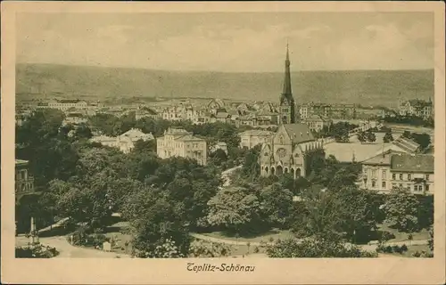 Postcard Teplitz-Schönau Teplice Blick über die Stadt 1928