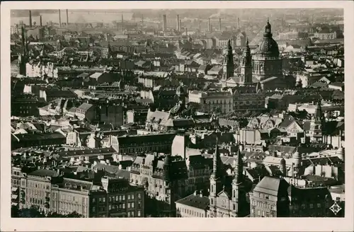 Postcard Budapest Blick über die Stadt, Fabriken 1940