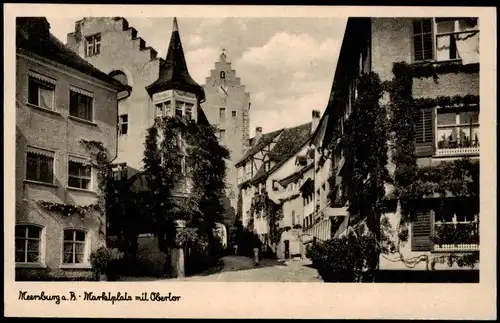 Ansichtskarte Meersburg Marktplatz mit Obertor 1940