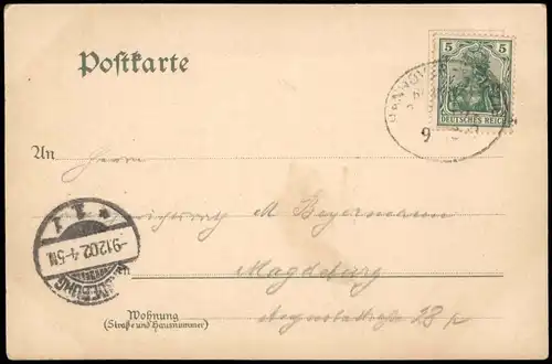 Ansichtskarte Leipzig Reichsgerichtsgebäude 1902  gel. Bahnpoststempel