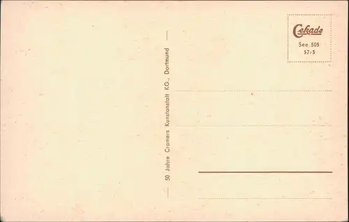 Ansichtskarte Wyk (Föhr) Scherzkarte Mann schaut auf sich sonnende Frau 1957