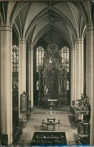 Ansichtskarte Schneeberg (Erzgebirge) St. Wolfgangs-Kirche, Altar 1931