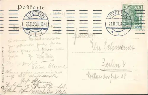 Postcard Stettin Szczecin Augustaplatz 1909  gel. Rollstempel