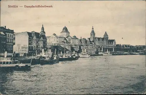Postcard Stettin Szczecin Dampferbollwerk 1913