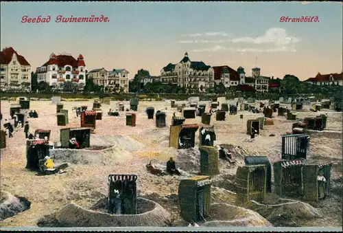 Postcard Swinemünde Świnoujście Strand und Villen 1914
