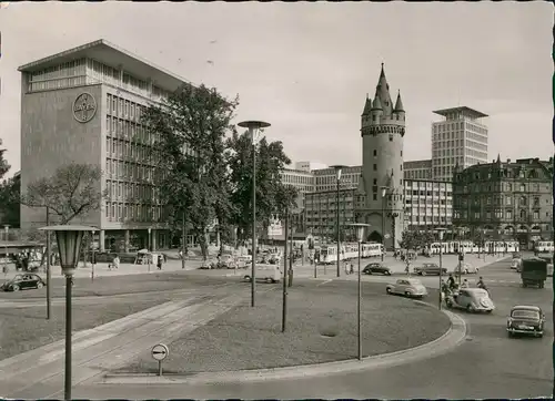 Ansichtskarte Frankfurt am Main Eschenheimer Turm mit Hauptpost 1955