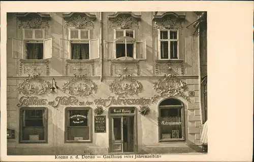 Postcard Krems Křemže Gasthaus vier Jahreszeiten 1923