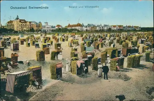 Postcard Swinemünde Świnoujście Strand und Villenpartie 1913