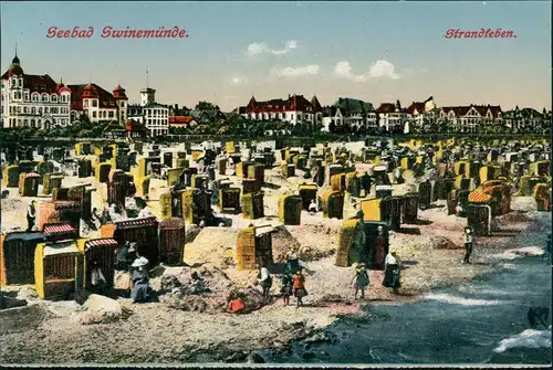 Postcard Swinemünde Świnoujście Strandleben, Villen 1918
